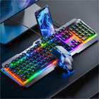 Gaming Keyboard and Mouse Combo, Rainbow Light Computer Keyboard with Phone Holder, Gaming Mouse with Comfort Grip