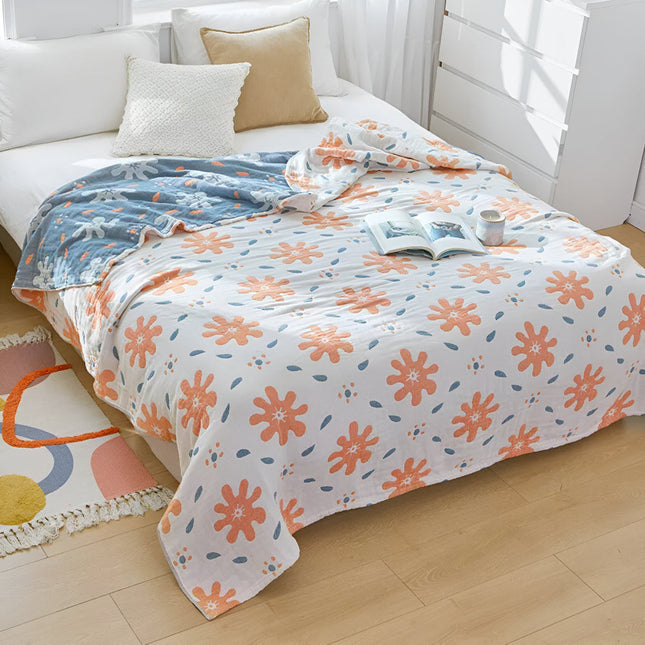 Abstract Sunny Reversible Blanket with Vibrant Design | Lightweight Cotton for Year-Round Comfort 0