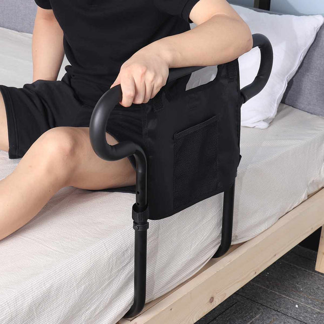 Adjustable Bed Safety Guard | Sturdy Support for Seniors with Storage Pouch 0