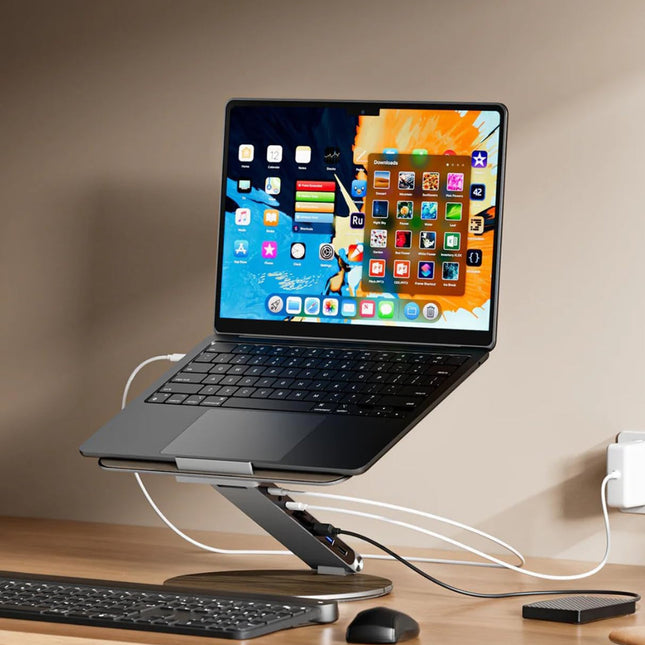 Adjustable Rotating USB C Docking Station Laptop Stand with Multiple Ports for Enhanced Productivity 1