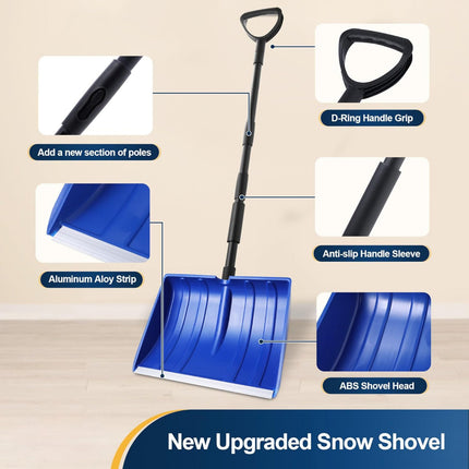 Adjustable Snow Shovel with Wide Blade for Efficient Snow Removal | Versatile Tool for Driveways and Sidewalks 7