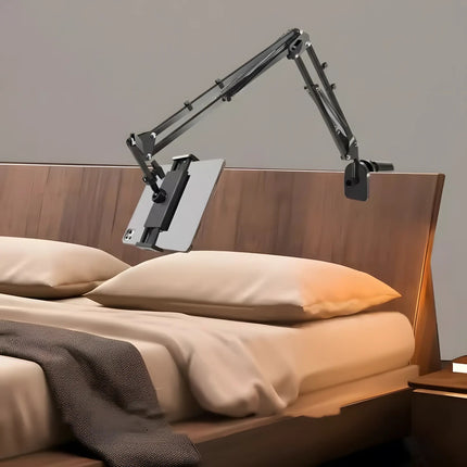 Adjustable Tablet Holder with Rotatable Arm & Sturdy Metal Base for Hands-Free Viewing 0