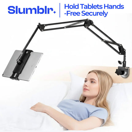 Adjustable Tablet Holder with Rotatable Arm & Sturdy Metal Base for Hands-Free Viewing 1