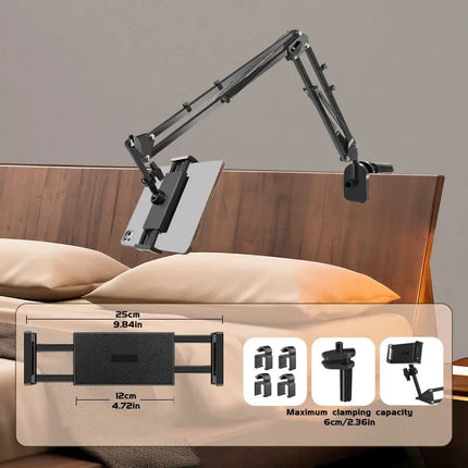 Adjustable Tablet Holder with Rotatable Arm & Sturdy Metal Base for Hands-Free Viewing 3