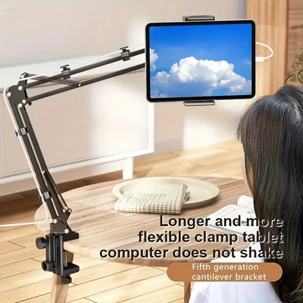 Adjustable Tablet Holder with Rotatable Arm & Sturdy Metal Base for Hands-Free Viewing 4