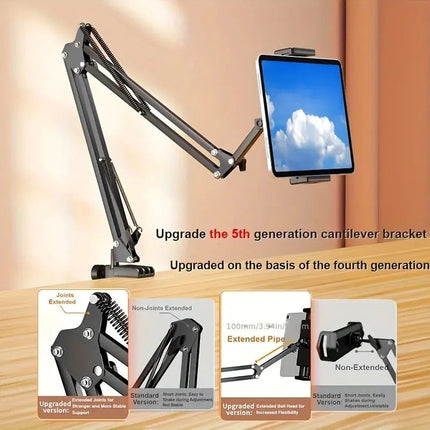 Adjustable Tablet Holder with Rotatable Arm & Sturdy Metal Base for Hands-Free Viewing 6