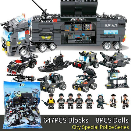Adventure Builder | Building Blocks Set with Police Truck & Base | Creative Play for Kids 2