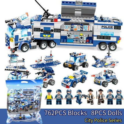 Adventure Builder | Building Blocks Set with Police Truck & Base | Creative Play for Kids 3