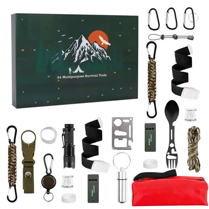 Adventure Essentials | Survival Advent Calendar with 24 Outdoor Tools | Compact Kit for Outdoor Enthusiasts 0