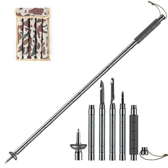 Adventure Gear | Collapsible Hiking Pole with Customizable Accessories | Lightweight Trekking Support for All Terrains 0