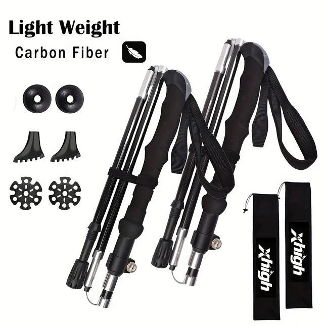 Adventure Gear | Lightweight Carbon Fiber Trekking Poles with Quick Flip Lock | Adjustable Hiking Sticks for Stability and Comfort 0