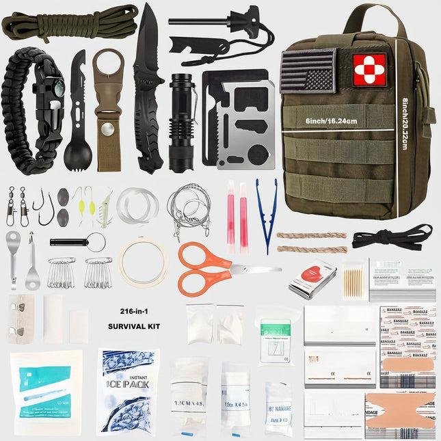 Adventure Ready | Survival Backpack with First Aid Gear & Tools | Compact Design for Outdoor Safety 1