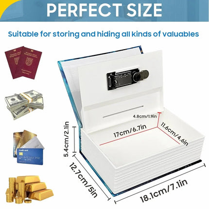 Book Safe Box with Key or Combination Lock, Small Safe for Travel