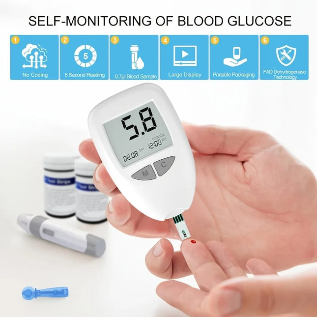 Blood Glucose Monitor Kit with 50 Test Strips & Lancets | Blood Sugar Test Kit, Accurate, Portable Device for Easy Home Testing, blood sugar level test kit