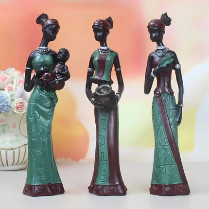 African Figurines Set of 3, Collectibles for Mantel Decor – image 4