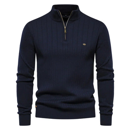 Mens Quarter Zip Sweater, Ribbed Knit Sweater for Men – image 10