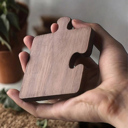 Wooden Coasters for Drinks, Walnut Puzzle Coasters Set of 4 – image 6