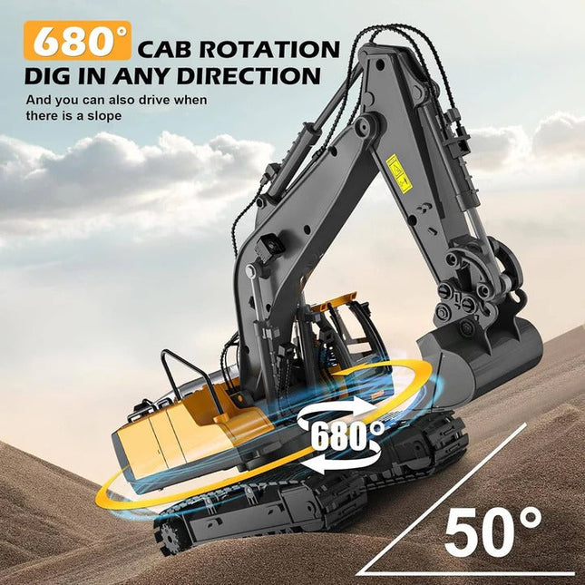 All-Terrain Excavator | Remote-Controlled Construction Toy with Metal Attachments | Realistic Digging Experience 1