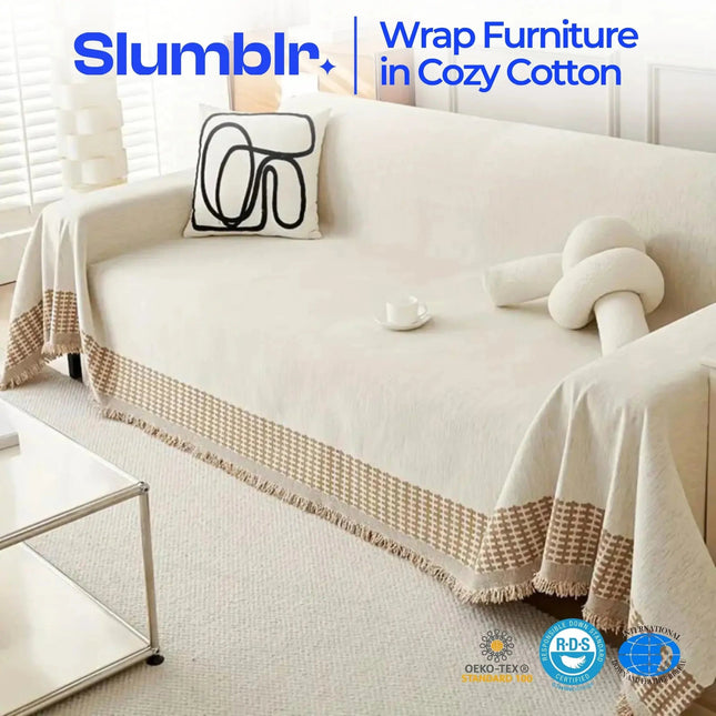 All Season Sofa Cover | Cotton Yarn Slipcover with Full Coverage Design | Versatile Protection for Indoor & Outdoor Use 1