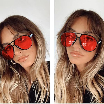 Amara | Retro Oversized Aviator Sunglasses with UV400 Protection | Unisex Design for Timeless Style 6