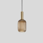 Ceiling Light Fixture, Kitchen Island Pendant Light, Vintage Glass Hanging Light with Striped Shade for Dining Table