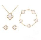 Amber Clover Jewelry Set | 3-in-1 Necklace, Bracelet & Earrings with Adjustable Length | Elegant Accessory for Any Occasion 0