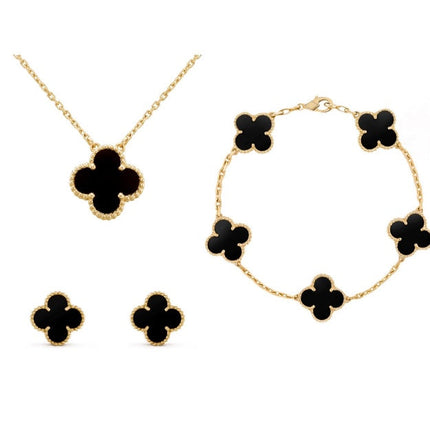 Amber Clover Jewelry Set | 3-in-1 Necklace, Bracelet & Earrings with Adjustable Length | Elegant Accessory for Any Occasion 5