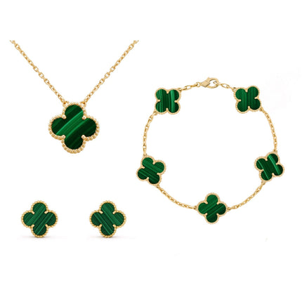 Amber Clover Jewelry Set | 3-in-1 Necklace, Bracelet & Earrings with Adjustable Length | Elegant Accessory for Any Occasion 7