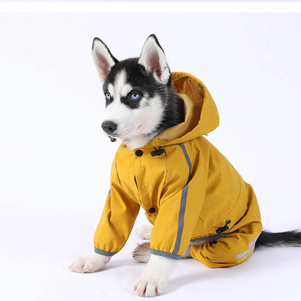 Dog Coats for Rain, Hooded Dog Raincoat with Reflective Details – image 10