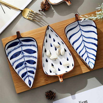 Ceramic Plate Set, Leaf Shaped Serving Plates – image 5