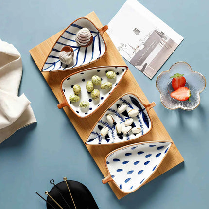 Ceramic Plate Set, Leaf Shaped Serving Plates