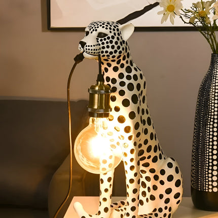 Art Deco Leopard Table Lamp with Edison Bulb Design | Unique Lighting for Home Decor 0