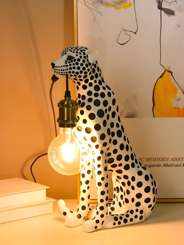 Art Deco Leopard Table Lamp with Edison Bulb Design | Unique Lighting for Home Decor 1