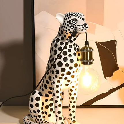 Art Deco Leopard Table Lamp with Edison Bulb Design | Unique Lighting for Home Decor 2