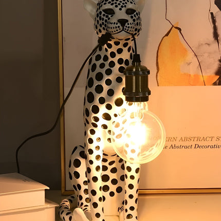 Art Deco Leopard Table Lamp with Edison Bulb Design | Unique Lighting for Home Decor 3