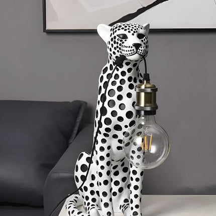 Art Deco Leopard Table Lamp with Edison Bulb Design | Unique Lighting for Home Decor 4