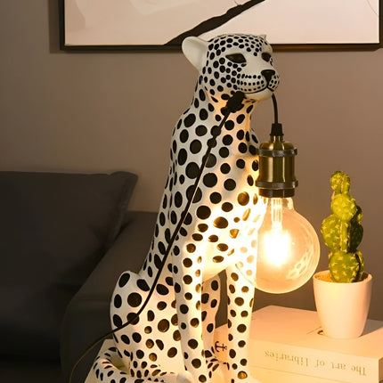 Art Deco Leopard Table Lamp with Edison Bulb Design | Unique Lighting for Home Decor 5