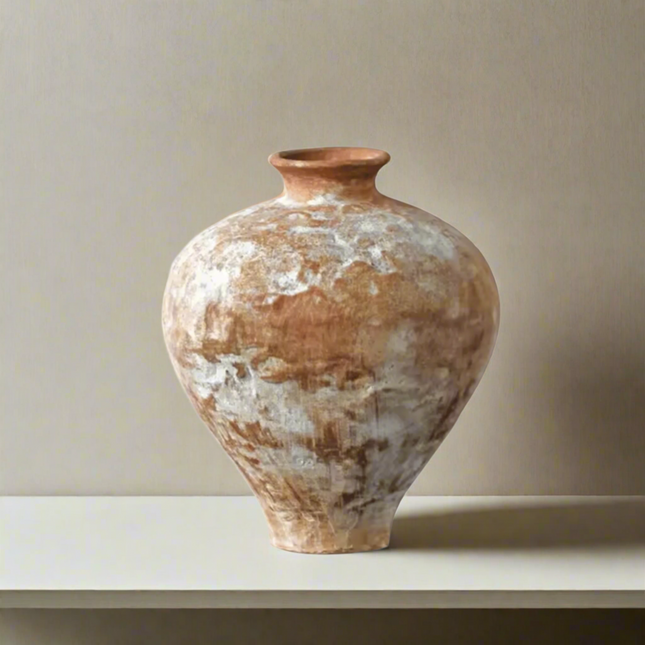 Artisan Ceramic Vessel | Patina-Washed Decorative Vase for Minimalist Styling 0