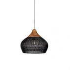 Model C Size: Diameter 20 in x H 16 in / Dark wood & Black rattan