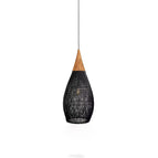 Model D Size: Diameter 10 in x H 20 in / Dark wood & Black rattan