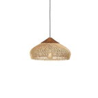 Model B Size: Diameter 16 in x H 8 in / Dark wood & Natural rattan