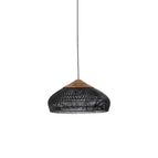 Model B Size: Diameter 16 in x H 8 in / Dark wood & Black rattan