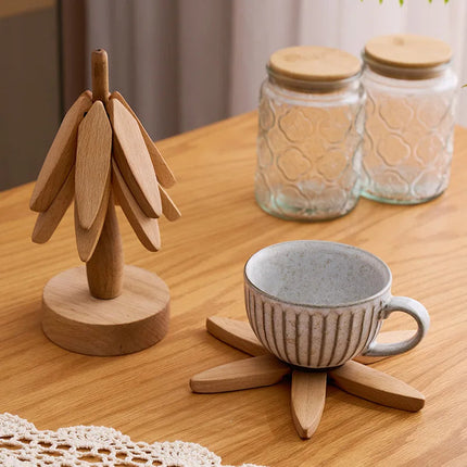 Artisan Wooden Coasters | Custom Coasters for Drinks with Tree Holder | Elegant Protection for Your Surfaces 3