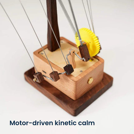 Artisan Wooden Manta Ray Automaton | Hand-Cranked Kinetic Sculpture for Unique Desk Decor 3