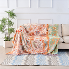 Artistic Boho Collection | Floral Cotton Throw Blanket with Playful Fringe | Cozy Layer for Home Decor 0