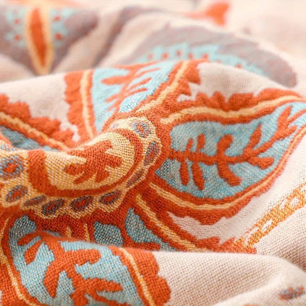 Artistic Boho Collection | Floral Cotton Throw Blanket with Playful Fringe | Cozy Layer for Home Decor 7