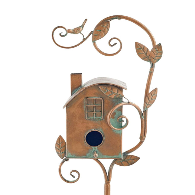 Artistic Garden Stake Birdhouse with Durable Metal Design | Unique Outdoor Decor for Bird Lovers 1