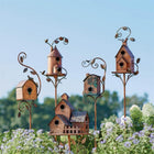 Artistic Metal Birdhouse Garden Stake with Unique Design | Decorative Outdoor Accent for Nature Lovers 0