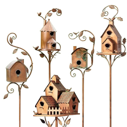 Artistic Metal Birdhouse Garden Stake with Unique Design | Decorative Outdoor Accent for Nature Lovers 3