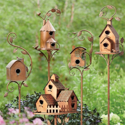 Artistic Metal Birdhouse Garden Stake with Unique Design | Decorative Outdoor Accent for Nature Lovers 4